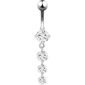 OUFER 14G Belly Button Ring, 316L Surgical Steel Navel Rings, Charming CZ Navel Piercing Dangle, Short Curved Barbell