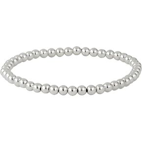 Silverly 4 mm Sterling Silver Bead Bracelet - 925 Solid Silver Bracelets for Women - Beaded Elastic String Stacker Bracelets for Ladies - Round Ball Adjustable Stretch Design - Friend Gifts