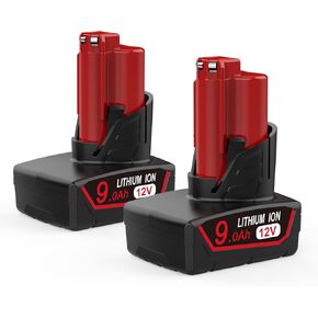 Powilling 2 Pack 6.5Ah Replacement for Milwaukee M12 Battery, Compatible with Milwaukee 12V Lithium Battery 48-11-2411 48-11-2402 48-11-2440 48-11-2411 12 Volt Lithium Ion Battery