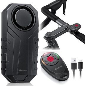 WSDCAM Rechargeable Bike Horn Alarm with Remote, 113dB Loud Wireless Bicycle Alarm System Anti Theft, IP65 Waterproof, Bike Alarms for E-Bikes