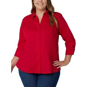 Riders by Lee Indigo Women's Plus Size Easy Care quarter Sleeve Woven Shirt