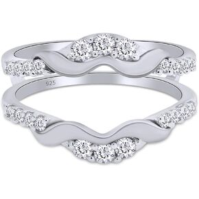 AFFY 1/3 Ct. Round Chevron Ring Guard Enhancer with Cubic Zirconia in 14K Gold Over Sterling Silver 0.33 Carat