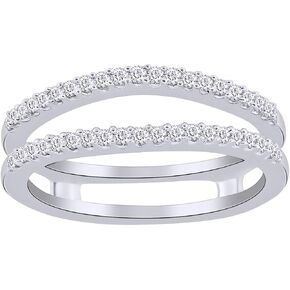 AFFY 0.35 Carat Round Sparkling White Cubic Zirconia Enhancer Guard 14k Gold Over Sterling Silver