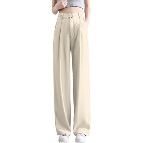 Betusline Women's Wide Leg Long Dress Pants High Waisted Business Casual Straight Office Trousers.X-Small-XX-Large
