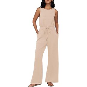 AUTOMET Womens Jumpsuits Dressy Summer Outfits Casual Sleeveless Wide Leg Long Pants Rompers Fashion Clothes 2024