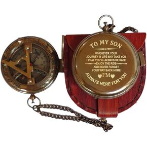 to My Son Engraved Brass Compass Gift to My Son/Nautical Gift for Son from Dad/Gift to Son from Mom/Gift for Son,Father Son Gift,Mother Son Gift,Love Mom,Son from Mom, Love Dad/Leather Case (XVI)