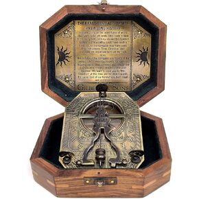 Brass Sundial Compass Gift for Him or Her - Pendulum Sundial Unique Gift Ideas for Husband or Wife - Men & Women Wedding Gift Gilbert & Sons Sundial with Rosewood Case