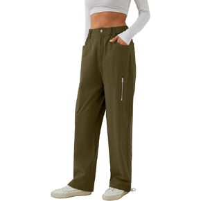 Trendy Elastic Waist Pants for Women Multiple Pockets Cargo Jogging Sweatpants