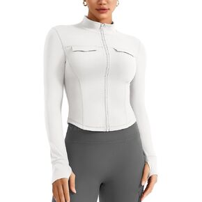 YEOREO Womens Workout Jackets Cropped Full Zip Up Athletic Jackets Arsene Slim Fit Yoga Running Cargo Tops with Thumb Holes in Saudi Arabia