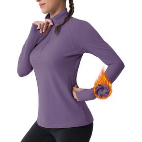 MAGCOMSEN Womens 1/4 Quarter Zip Workout Pullover Thermal Running Jackets with Pockets Athletic Long Sleeve Shirts Base Layer