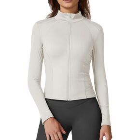 QINSEN Women's Full Zip Athletic Jacket Long Sleeve Double Lined Cropped Active Yoga Tops
