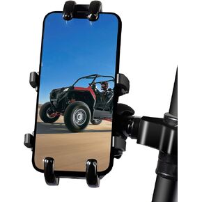 UTV Phone Holder, Aluminum Alloy Heavy Duty Cell Phone Mount for UTV/SXS,360° Adjustable Mounting Bracket Fits 1.75"-2" Roll Cage, 8 Claws Tightly Hold iPhones or 4.7"-7.1" Devices