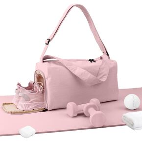 Small Gym Bag for Women with Shoes Compartment, Stylish Duffle Travel Bag for Plane, Lightweight Duffle Bag for Women & Men, Sport Gym Tote Bag with Wet Pocket for Yoga, Pilates, Swimming