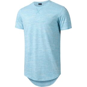 LETAOTAO Mens Hipster Longline T-Shirt Drop Cut Scallop Long Tail Slim Fit Bodybuilding Gym Muscle Workout Tee
