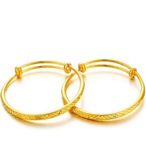Ethlyn 2pcs/lot Baby bangles for girls boys 1 year old Gold Plated Bangles Bracelets toddler kids jewelry