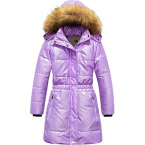 CREATMO US Girl's Long Length Winter Coat Parka Water Resistant Puffer Jacket With Fleece Lining