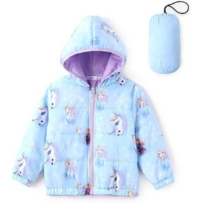 Disney Frozen Elsa Princess Belle Moana Minnie Toddler Girl Puffer Jacket Lightweight Packable Warmth Winter Coat 2-10 Years