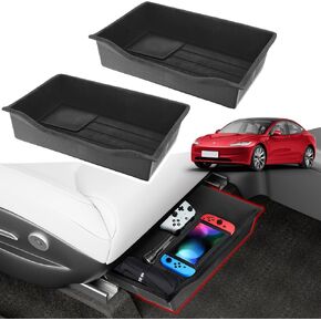 2Pack Tesla Model Y Under Seat Storage Box Organizer - Upgraded Flocking anti-vibration Hidden Storage Box,Underseat Storage Organizer Compatibility with Tesla Model Y Accessories 2021 2022 2023 2024