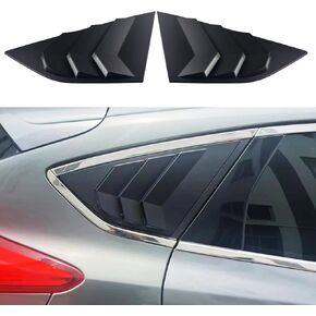 for Ford Focus ST RS MK3 SE Hatchback 2012-2018 Sporty Car Auto Exterior Rear Side Window Louvers Air Vent Scoop Shades Cover Glass Trim Blinds (Glossy Black)