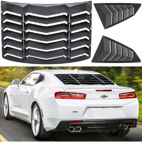 Rear+Side Window Louvers for Chevrolet Chevy Camaro 2016 2017 2018 2019 2020 2021 2022 2023 2024 Windshield Sun Shade Cover Vent Scoop GT Lambo Style Custom Fit All Weather ABS (Matte Black)