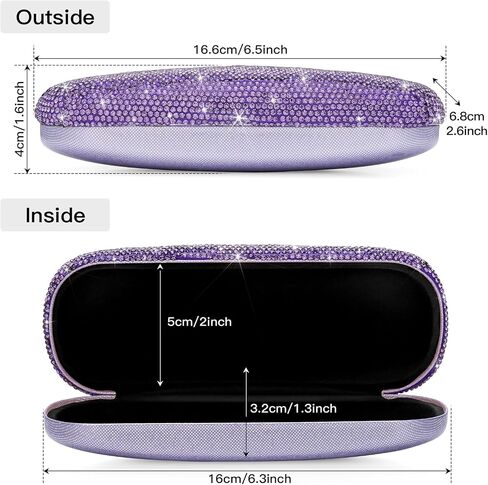 Soleebee Bling Hard Shell Eyeglasses Case, Crystal Protective Glasses Case Fits Most Glasses Portable Travel Sunglasses Case in Saudi Arabia