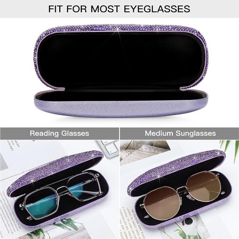 Soleebee Bling Hard Shell Eyeglasses Case, Crystal Protective Glasses Case Fits Most Glasses Portable Travel Sunglasses Case in Saudi Arabia
