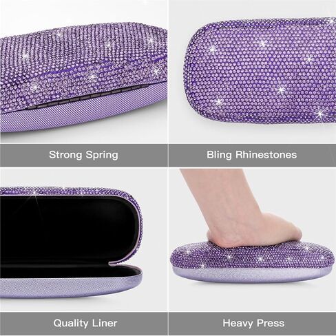 Soleebee Bling Hard Shell Eyeglasses Case, Crystal Protective Glasses Case Fits Most Glasses Portable Travel Sunglasses Case in Saudi Arabia