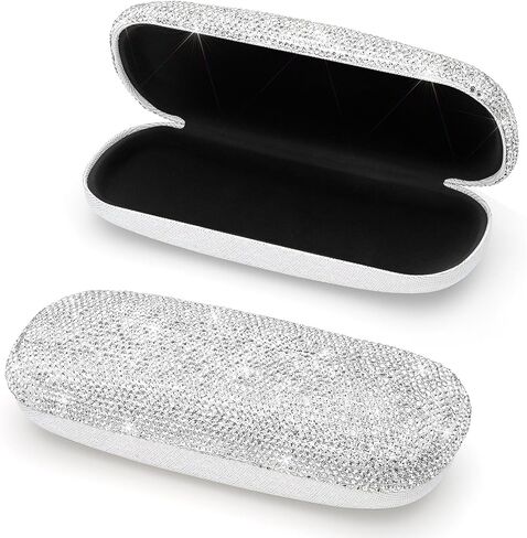 Soleebee Bling Hard Shell Eyeglasses Case, Crystal Protective Glasses Case Fits Most Glasses Portable Travel Sunglasses Case in Saudi Arabia