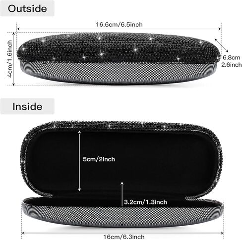 حافظة نظارات Soleebee Bling ذات الغلاف الصلب، حافظة نظارات واقية من الكريستال تناسب معظم النظارات المحمولة أثناء السفر in Kuwait