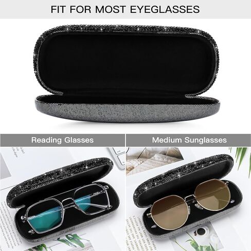 حافظة نظارات Soleebee Bling ذات الغلاف الصلب، حافظة نظارات واقية من الكريستال تناسب معظم النظارات المحمولة أثناء السفر in Kuwait