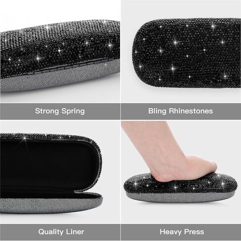 حافظة نظارات Soleebee Bling ذات الغلاف الصلب، حافظة نظارات واقية من الكريستال تناسب معظم النظارات المحمولة أثناء السفر in Kuwait