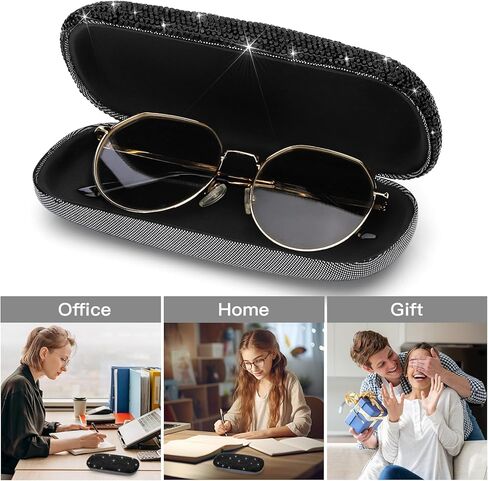 حافظة نظارات Soleebee Bling ذات الغلاف الصلب، حافظة نظارات واقية من الكريستال تناسب معظم النظارات المحمولة أثناء السفر in Kuwait