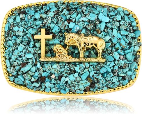 Vintage Turquoise Belt Buckle Women Men Western Cowgirl Cowboy Rodeo Bull Horse Cross Belt Buckles for Women in Saudi Arabia