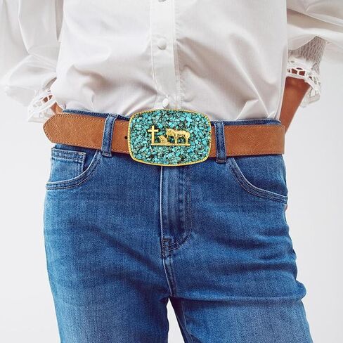 Vintage Turquoise Belt Buckle Women Men Western Cowgirl Cowboy Rodeo Bull Horse Cross Belt Buckles for Women in Saudi Arabia