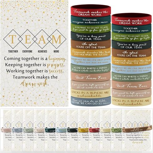 XunYee 48 Sets Team Employee Appreciation Gifts Include 48 Motivational Quote Silicone Bracelets 48 Inspirational Card 50 Bag for Staff Coworker Volunteer Social Worker in Kuwait