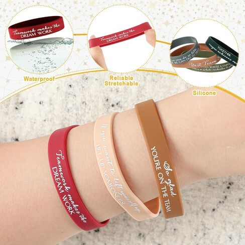 XunYee 48 Sets Team Employee Appreciation Gifts Include 48 Motivational Quote Silicone Bracelets 48 Inspirational Card 50 Bag for Staff Coworker Volunteer Social Worker in Kuwait