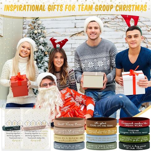 XunYee 48 Sets Team Employee Appreciation Gifts Include 48 Motivational Quote Silicone Bracelets 48 Inspirational Card 50 Bag for Staff Coworker Volunteer Social Worker in Kuwait