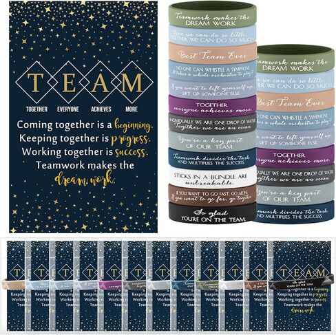 XunYee 48 Sets Team Employee Appreciation Gifts Include 48 Motivational Quote Silicone Bracelets 48 Inspirational Card 50 Bag for Staff Coworker Volunteer Social Worker in Kuwait