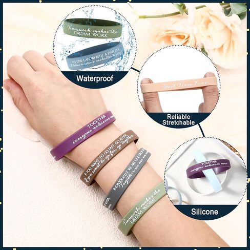 XunYee 48 Sets Team Employee Appreciation Gifts Include 48 Motivational Quote Silicone Bracelets 48 Inspirational Card 50 Bag for Staff Coworker Volunteer Social Worker in Kuwait