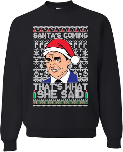 Wild Bobby Santas Coming That's What She Said Michael Scott Ugly Christmas Sweater Unisex Crewneck Graphic Sweatshirt in Kuwait