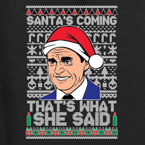 Wild Bobby Santas Coming That's What She Said Michael Scott Ugly Christmas Sweater Unisex Crewneck Graphic Sweatshirt in Kuwait