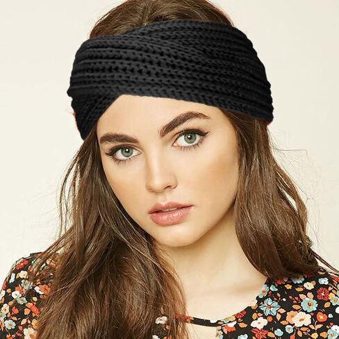 DRESHOW Winter Knit Chunky Headbands for Women Crochet Turban Knitted Ear Warmer Head Wrap Winter Accessories 4 Pack in Kuwait
