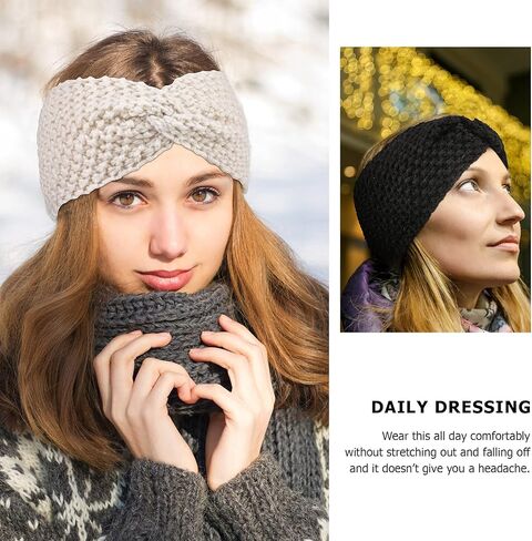 DRESHOW Winter Knit Chunky Headbands for Women Crochet Turban Knitted Ear Warmer Head Wrap Winter Accessories 4 Pack in Kuwait