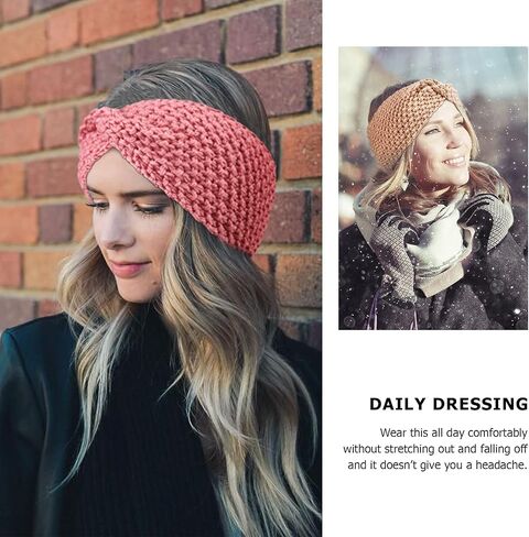 DRESHOW Winter Knit Chunky Headbands for Women Crochet Turban Knitted Ear Warmer Head Wrap Winter Accessories 4 Pack in Kuwait