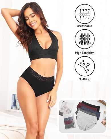 Altheanray Womens Underwear Cotton Briefs Lace Bikini Panties for Women Breathable Hipster Comfort Stretch in Saudi Arabia