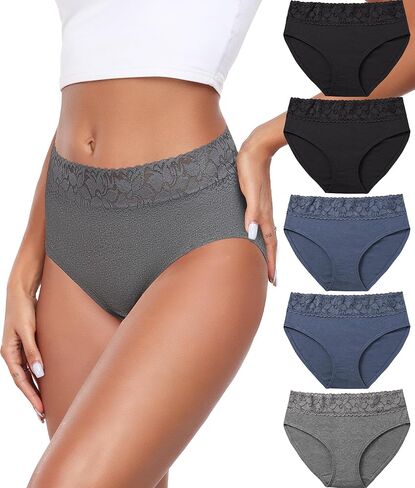 Altheanray Womens Underwear Cotton Briefs Lace Bikini Panties for Women Breathable Hipster Comfort Stretch in Kuwait