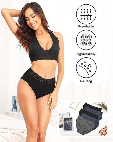 Altheanray Womens Underwear Cotton Briefs Lace Bikini Panties for Women Breathable Hipster Comfort Stretch in Kuwait