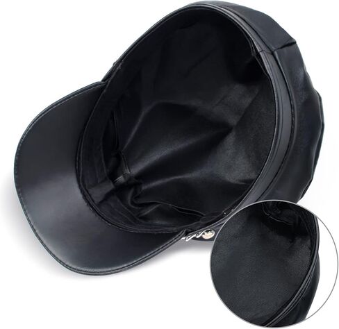 Yewong 4 قطع قبعة مسطحة لسائقي الدراجات النارية مع سلسلة من الجلد الأسود للسائق ليموزين يخت كابتن بحار قبعة من البولي يوريثان موزع الصحف تاكسي أجرة بيكر بوي قبعة بيريه بلغت ذروتها in Kuwait