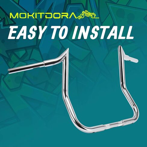 MoKitDora Street Electra Glide Ape Hanger 12" Rise 1-1/4" Fat 1" Clamp Monkey Bagger Meathook Bars for 1996-2023 Harley FLHT & FLHX Ultra Limited Tri-Glide, Chrome in Saudi Arabia