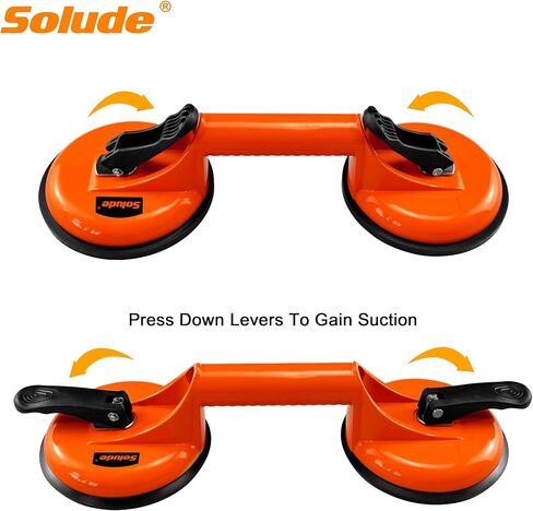 SOLUDE 2 Pack Glass Suction Cups,Aluminium Heavy Duty Vacuum Handle Glass Holder for Lifting Large Glass/Window/Tiles/Mirror/Granite/Floor Gap Fixer/Windshield Removal & Install Tool in Kuwait